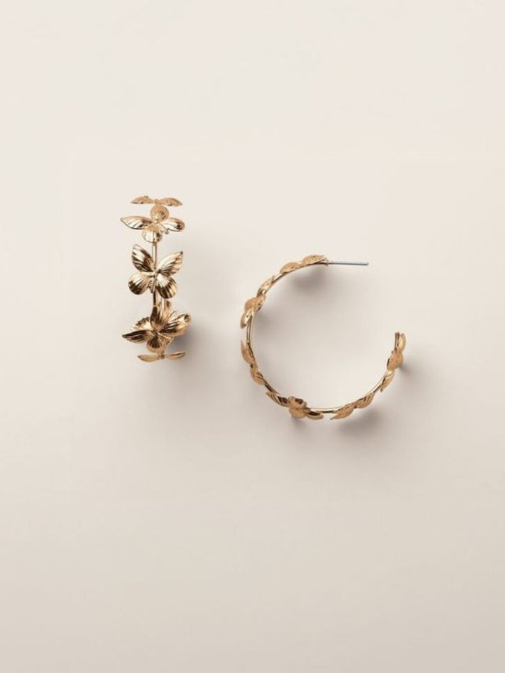 Avon Goldtone Butterfly Hoop Earings